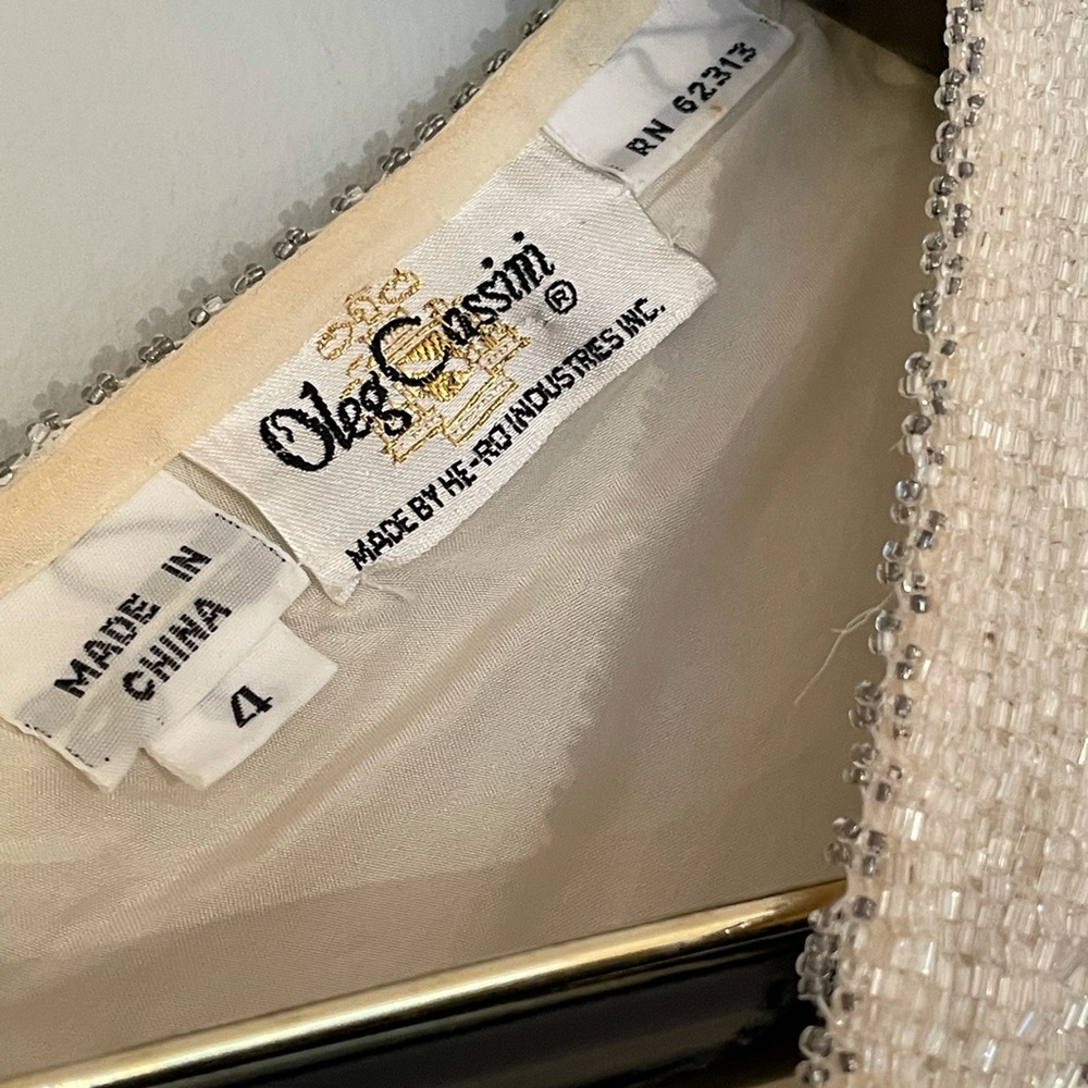 VINTAGE - OLEG CASSINI SILK BEADED DRESS - Picture 6 of 15